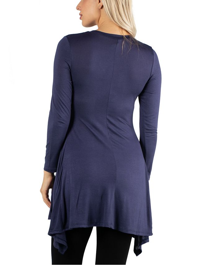 24seven Comfort Apparel Women Long Sleeve Side Slit Hem Tunic Top - Macy's