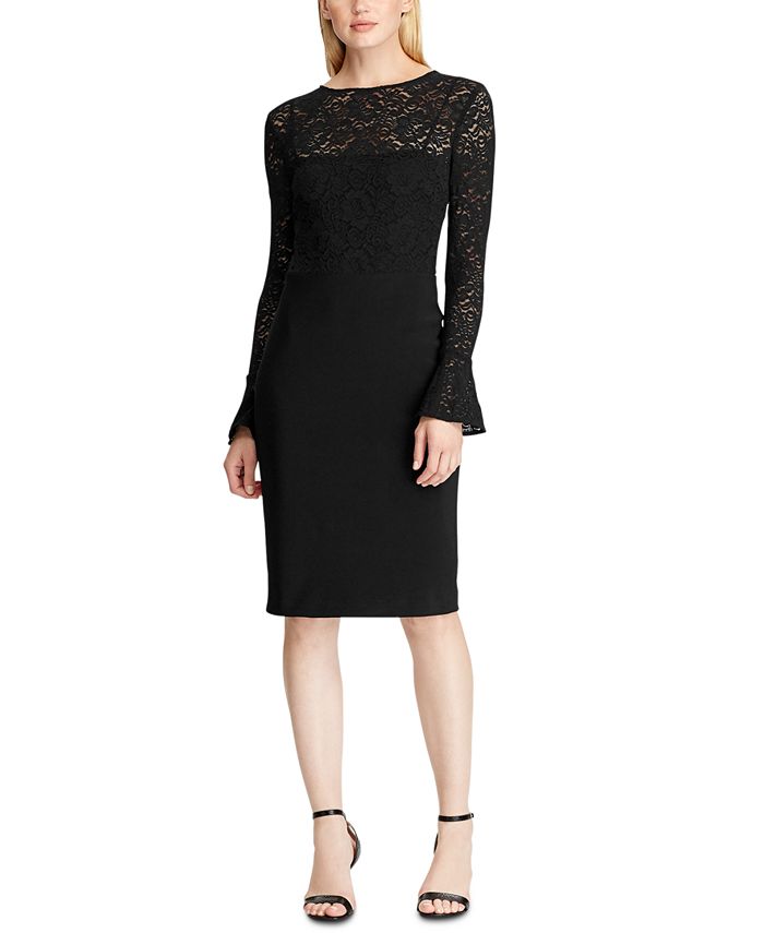 Lauren Ralph Lauren Lace-Jersey Dress - Macy's