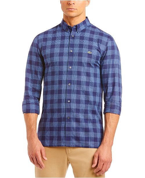 Lacoste Men S Slim Fit Check Woven Shirt Reviews Casual Button