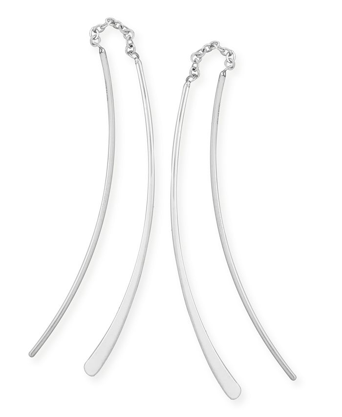 Curved Wire Threader Earrings Set in 14k White Gold