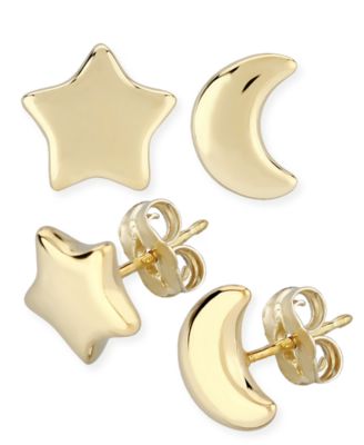 Macy's Star & Moon Stud Earrings Set in 14k Yellow Gold (8mm