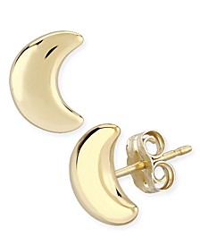 Cresent Moon Stud Earrings Set in 14k Gold (8mm)