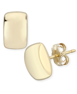 image of Modern Rectangle Stud Earrings Set in 14k Yellow Gold