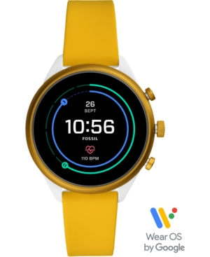 Fossil Unisex Sport Hr Yellow Silicone Strap Touchscreen Smart Watch 41mm, Powered By Wear Os By Google