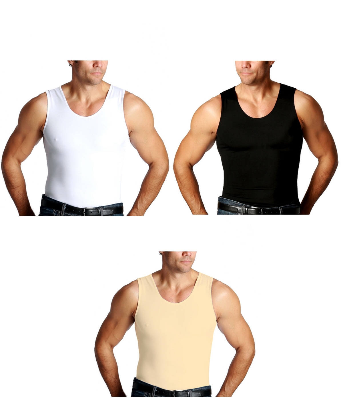 Instaslim Men's Big & Tall Insta Slim 3 Pack Compression Muscle Tank T-Shirts