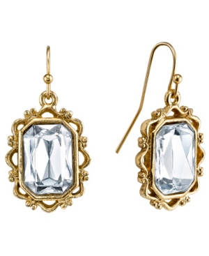 image of Downton Abbey Crystal Rectangle Faceted Drop Earrings
