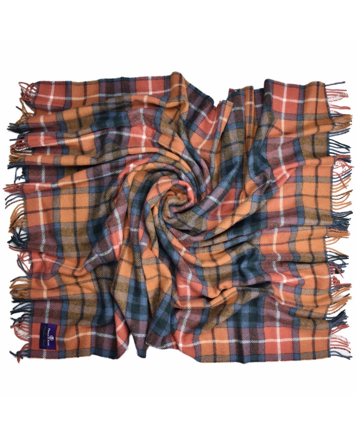 Prince of Scots Highland Tartan Tweed Pure 100% Wool Throw, 72" x 59"
