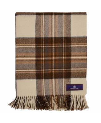 Highland Tartan Tweed Merino Wool Throw, 55" x 72"