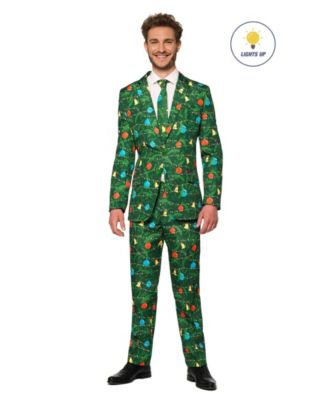 Men's Christmas Suit - Real Light Up Festive Outfit Slim Fit - Green