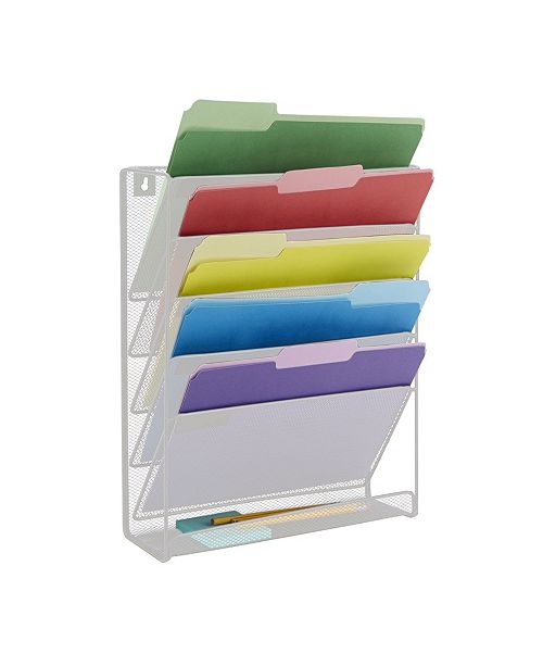 Mind Reader 6 Pocket Desk Organizer Wall Mounted Magazine Rack