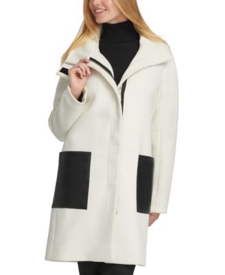 dkny stand collar coat