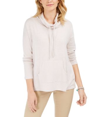 oversized drawstring cowl neck sweatshirt