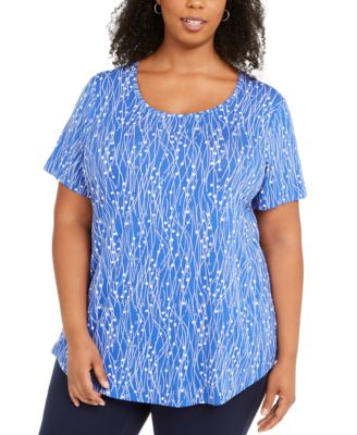 JM Collection - Plus Size Floral Print Top