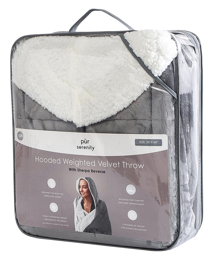 Pur Serenity CLOSEOUT! 10lb Hooded Sherpa Weighted Blanket Macy's