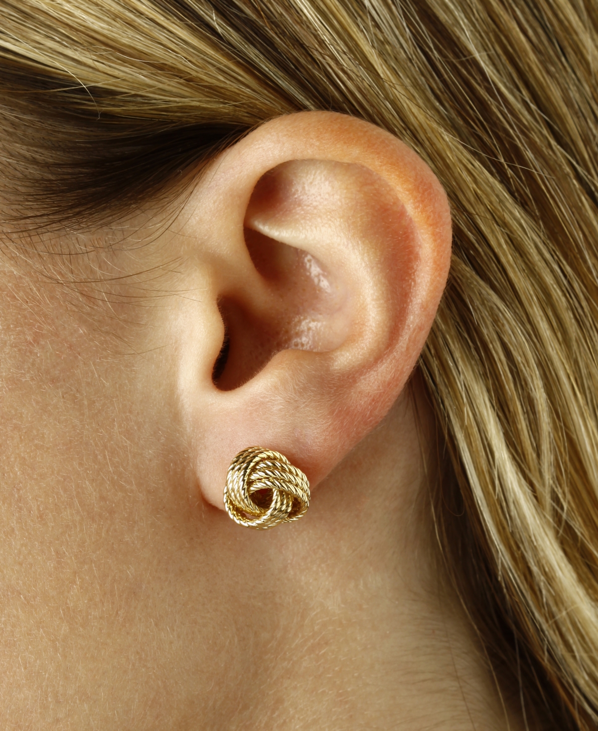 Rope Love Knot Stud Earrings in 14k Yellow or Rose Gold