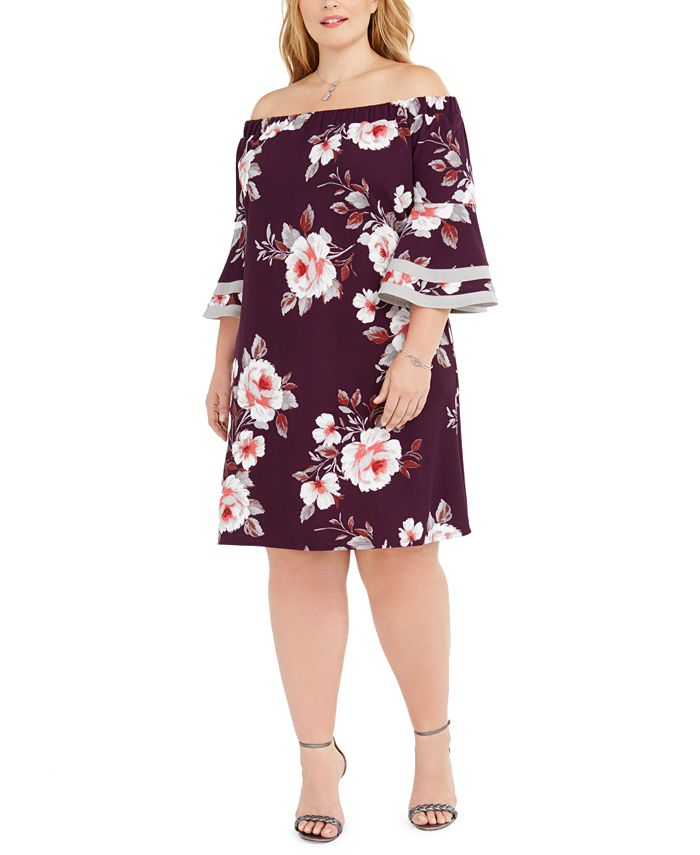 Love Squared Trendy Plus Size Off-The-Shoulder Floral Dress & Reviews ...