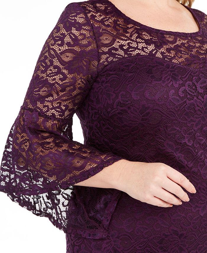 Love Squared Trendy Plus Size Bell-Sleeve Lace Dress - Macy's