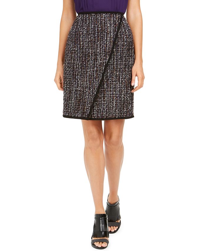 Calvin Klein Tweed Front Overlap Skirt Macy s
