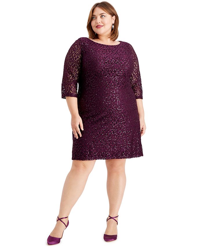 Jessica Howard Plus Size Disco Dot Lace Dress - Macy's
