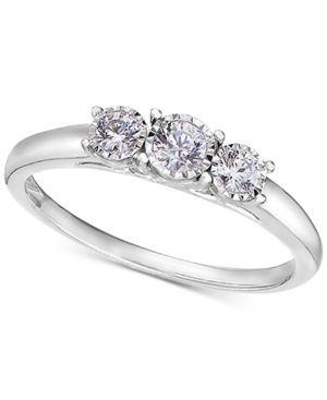 image of TruMiracle Diamond Three Stone Engagement Ring (1/4 ct. t.w.) in 14k White Gold