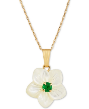 image of Mother-of-Pearl & Lab-Created Emerald (0.12 ct. t.w.) 18