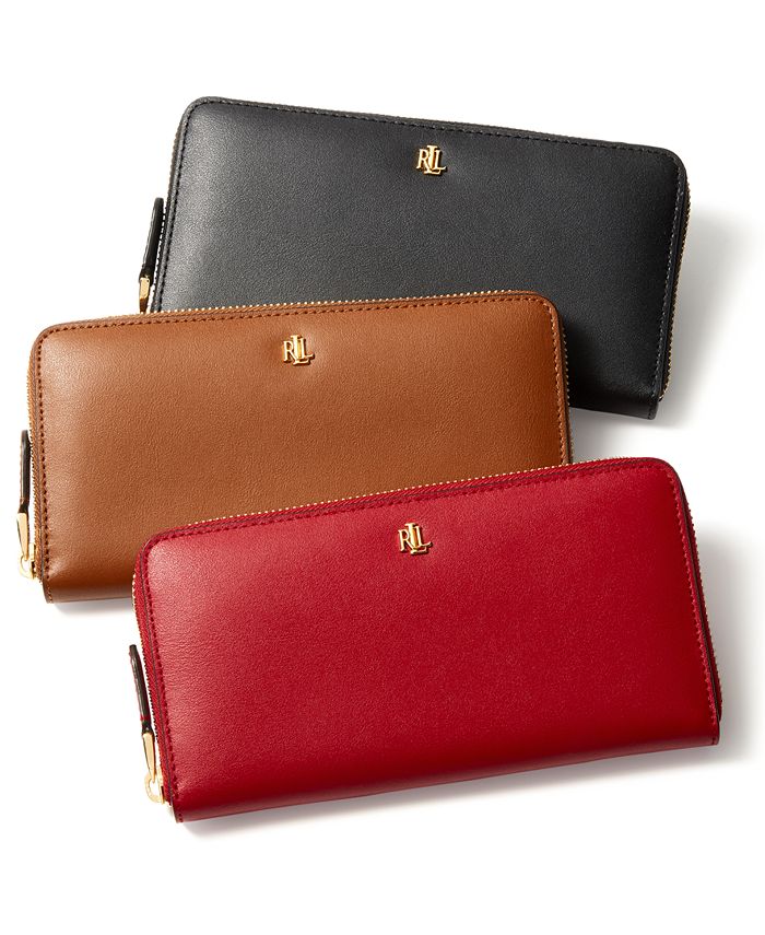 Lauren Ralph Lauren Smooth Leather Zip Wallet - Macy's