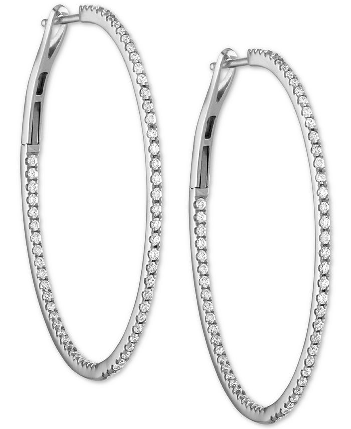Macy s Diamond In Out Medium Hoop Earrings 3 4 ct. t.w. in 14k