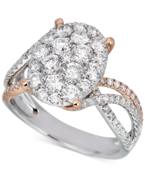 image of Diamond Oval Cluster Two-Tone Ring (1-3/4 ct. t.w.) in 14k White Gold & Rose Gold