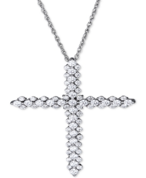 image of Diamond Cross Pendant Necklace (1-5/8 ct. t.w.) in 14k White Gold, 16