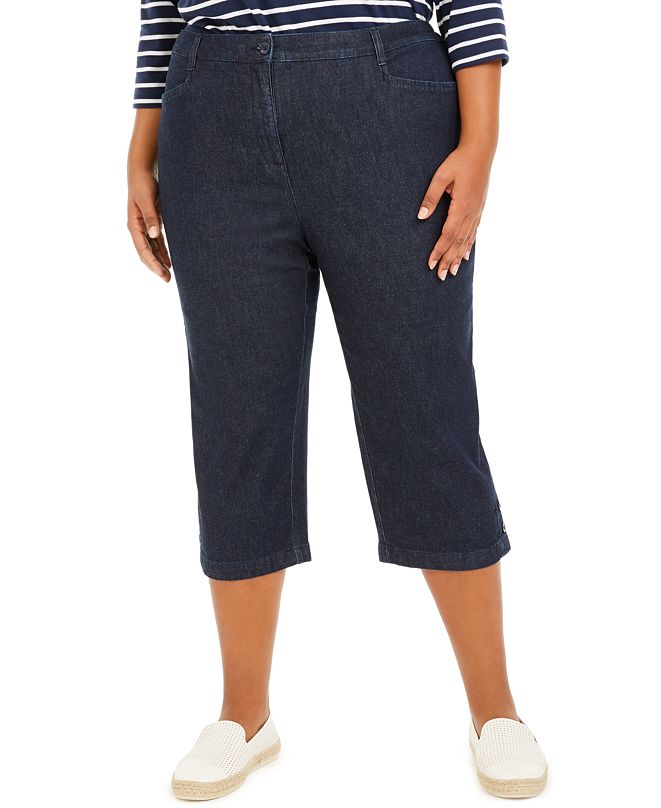 Karen Scott Plus Size Denim Capri Pants, Created for Macy's & Reviews ...
