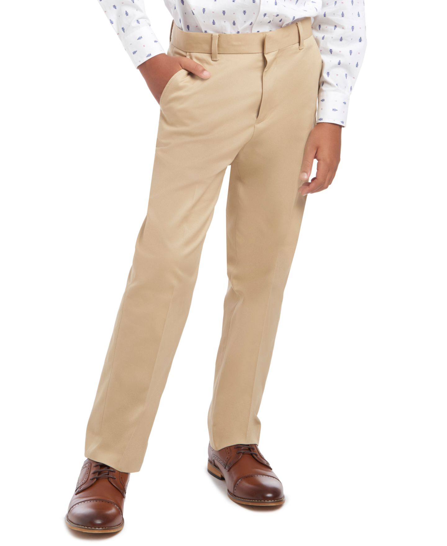 Брюки Tommy Hilfiger Front Pressed Crease Fine Twill Machine Washable Pants для мальчиков — фото 1