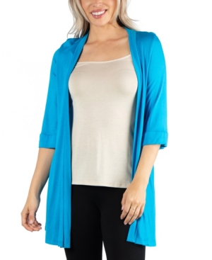 24Seven Comfort Apparel Open Front Elbow Length Sleeve Women Cardigan
