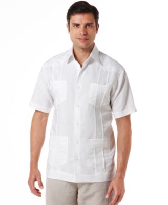 Cubavera Mens Big and Tall Embroidered Panel Chambray Shirt