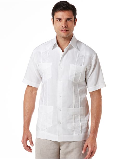 Men S Big And Tall Embroidered Panel 4 Pocket Guayabera Shirt
