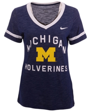 Nike Women's Michigan Wolverines Slub Fan V-Neck T-Shirt