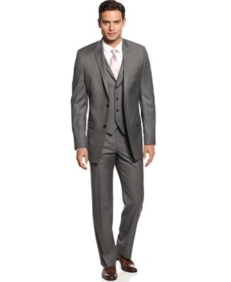 Alfani Mid-Grey Stepweave Slim-Fit Suit Separates - Suits & Suit ...