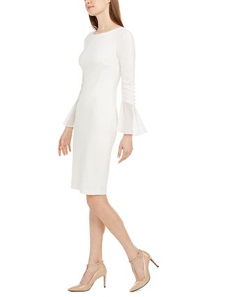 Calvin Klein Chiffon-Bell-Sleeve Sheath Dress & Reviews - Dresses ...