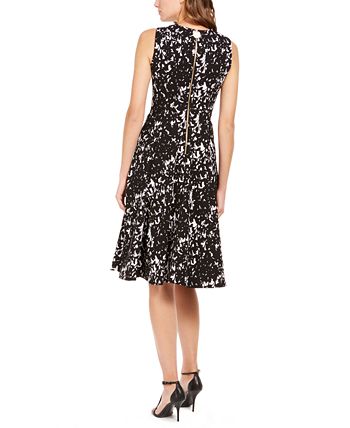 Calvin Klein Lace-Print Fit & Flare Dress - Macy's
