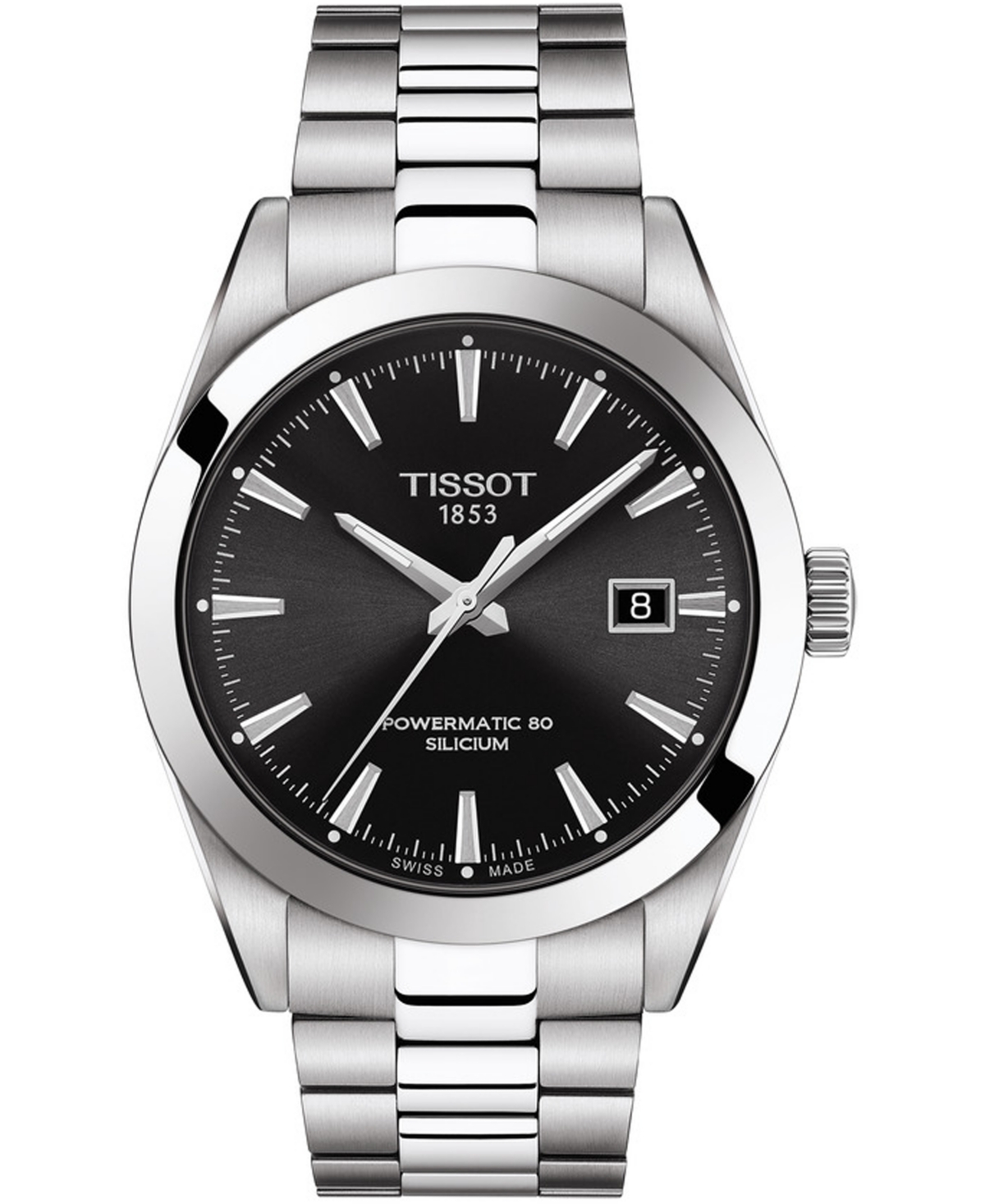 Tissot Men's Swiss Automatic T-classic Gentleman Powermatic 80 Silicium Stainless Steel Bracelet Watch 40mm In Gray