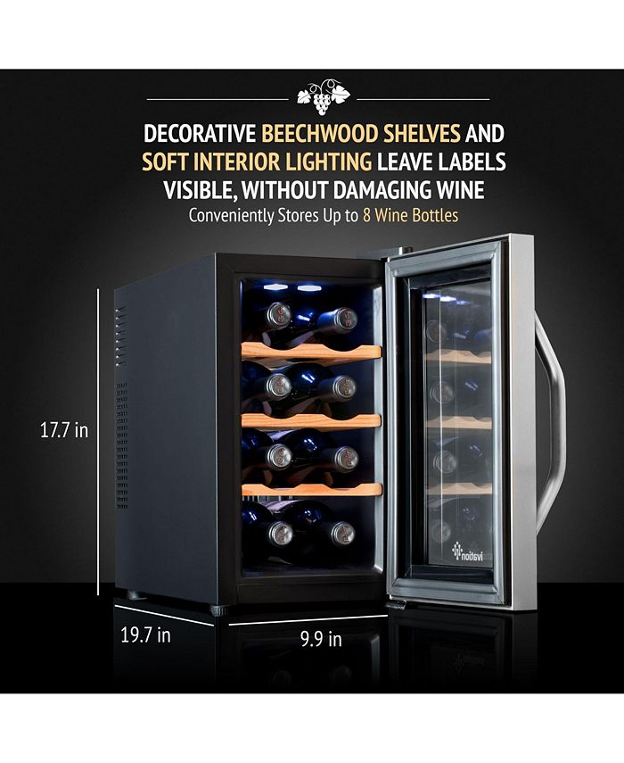 Ivation 8 Bottle Wine Cooler Stainless Steel with Wood Shelves