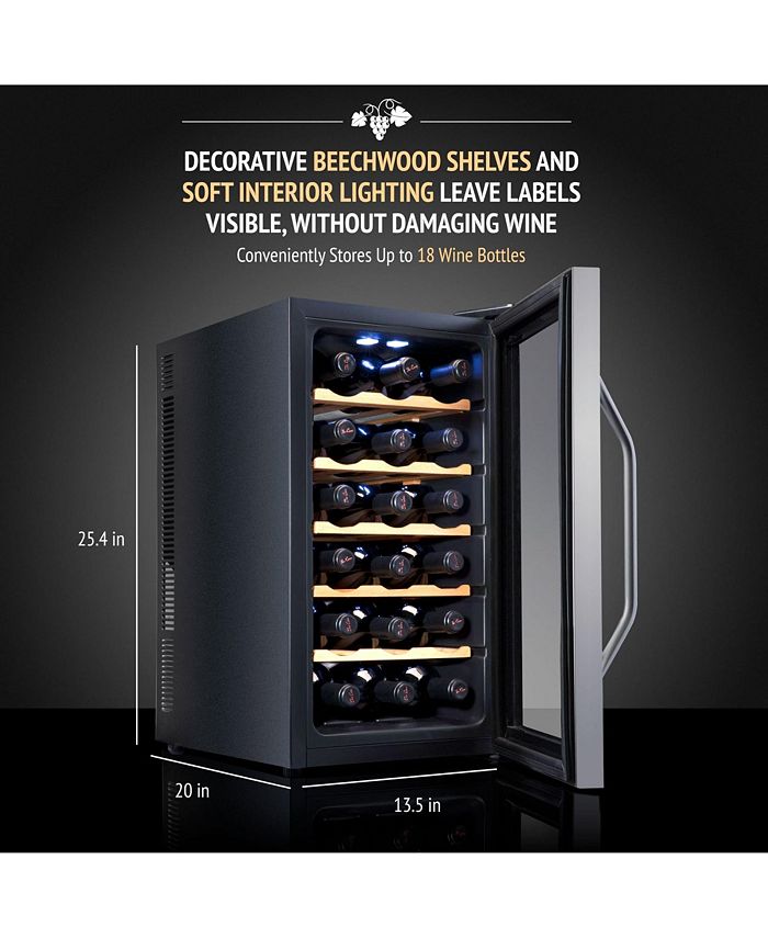Ivation 18 Bottle Wine Cooler Stainless Steel with Wood Shelves Macy's