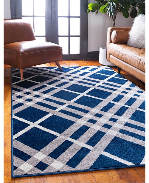 Jane Seymour Plaid Jso006 Navy Blue 8 X 10 Area Rug Reviews Rugs Macy S