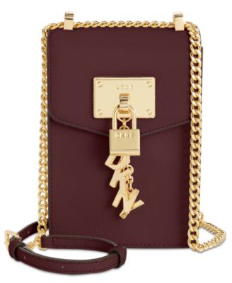 dkny elissa pebble leather charm chain strap crossbody