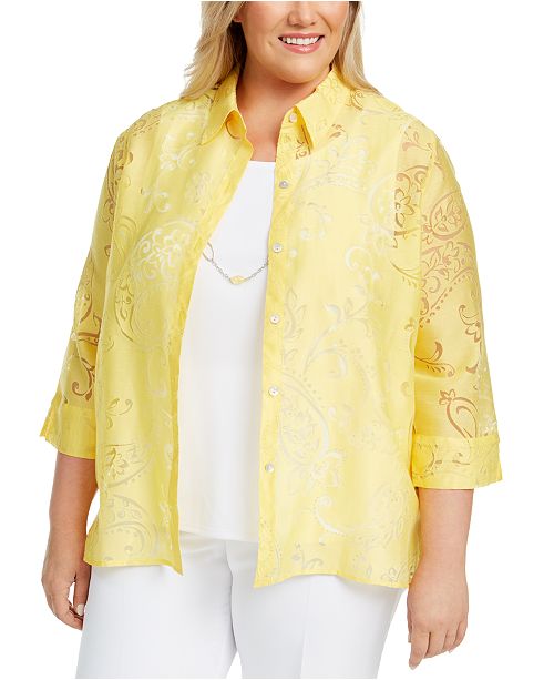 Alfred Dunner Plus Size Riverside Drive Layered Necklace Top