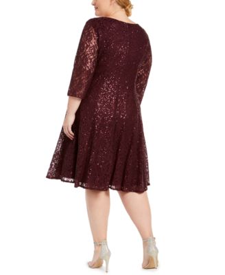 Plus Size Sequined Lace Dress