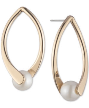 image of Anne Klein Gold-Tone Imitation Pearl Open Drop Earrings