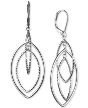 image of Anne Klein Silver-Tone Diamond-Texture Orbital Drop Earrings