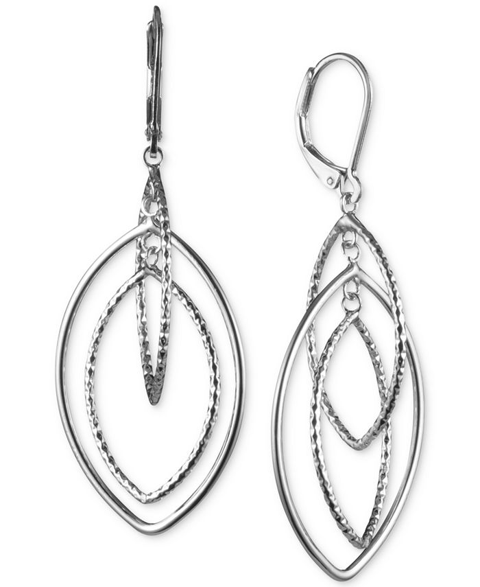 Anne Klein Silver-Tone Diamond-Texture Orbital Drop Earrings - Macy's