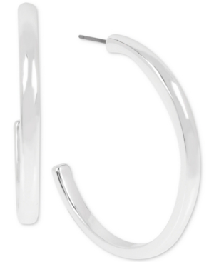 image of Robert Lee Morris Soho Silver-Tone Medium Open Skinny Hoop Earrings, 1.25
