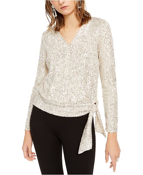 Inc Sequin Surplice Top Created For Macy S